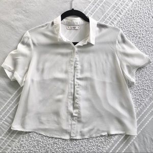 2 FOR 25$ ✨ PULL&BEAR | White Short Sleeve Blouse